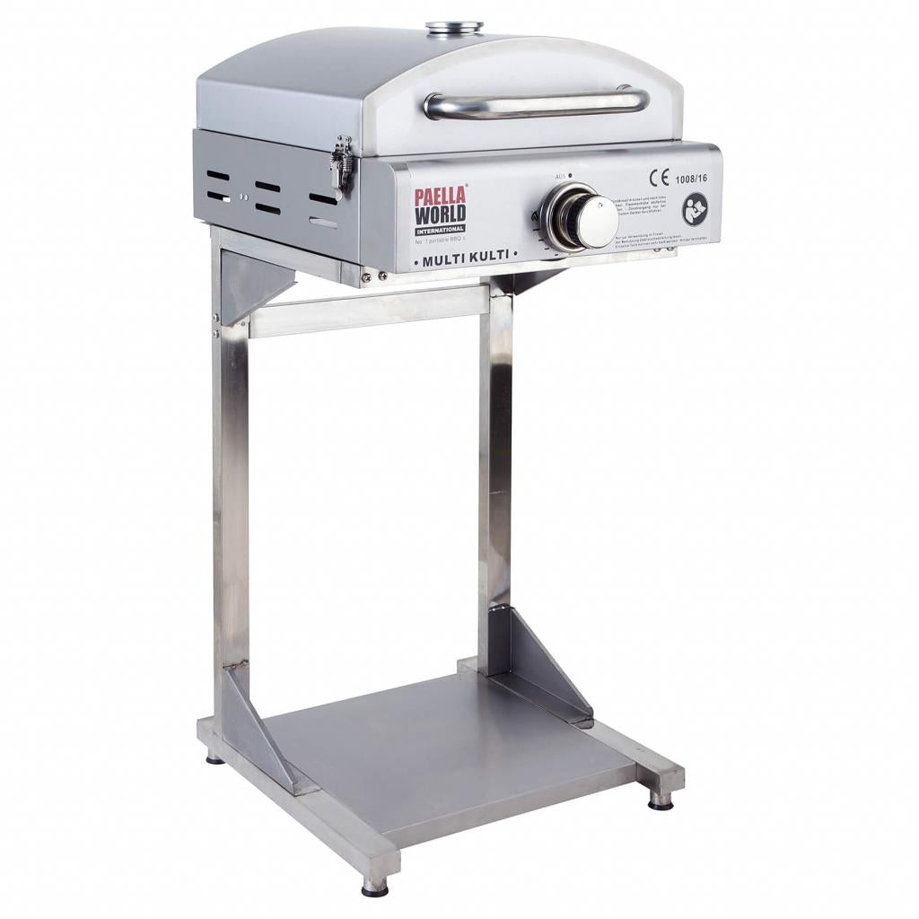 Robuster Edelstahl Unterbau für Multi-Kulti® Grill-Systeme: Einfache Montage, ideale Arbeitshöhe, flexibler Einsatz, passend für alle Modelle