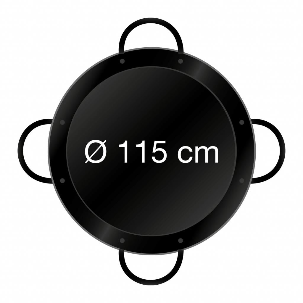 Leichte emaillierte Paella Pfanne Ø 115 cm mit Griffen - Universell einsetzbar und robust: Original spanische Paella Pfanne Typ Valenciana