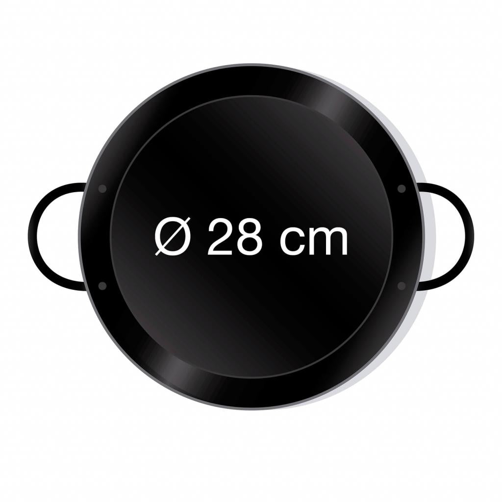 Leichte emaillierte Paella Pfanne Ø 28 cm mit Griffen: Universell einsetzbar für Paella, Reisgerichte und Pfannengerichte