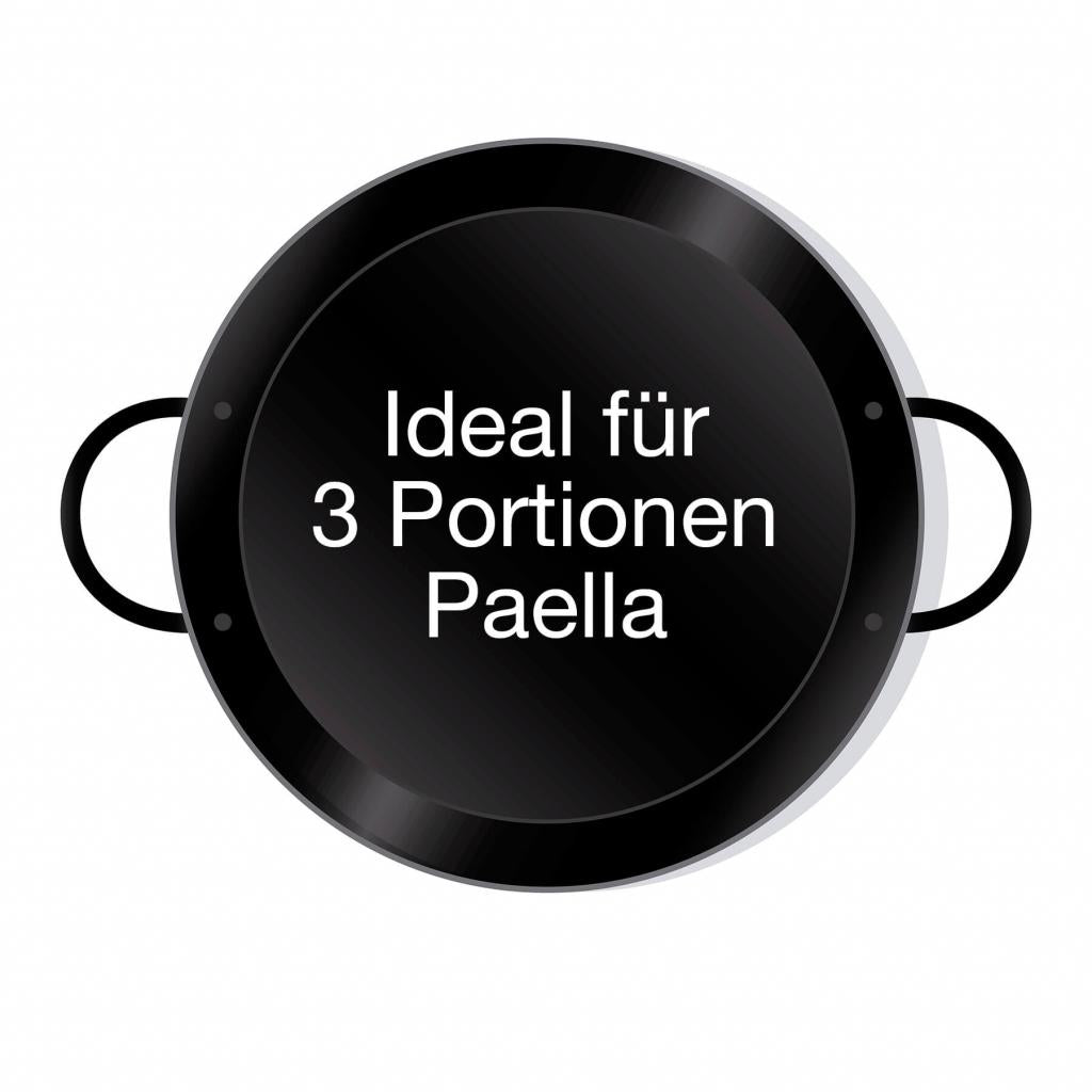 Leichte emaillierte Paella Pfanne Ø 28 cm mit Griffen: Universell einsetzbar für Paella, Reisgerichte und Pfannengerichte
