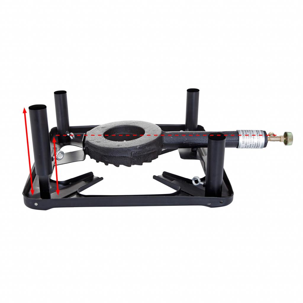 Hockerkocher-Set (groß) mit Gusseisen-Grillplatte Ø 38 cm und Gasbrenner: Abmessungen 40 x 40 cm, Leistung 7,0 kW, belastbar bis 80 kg