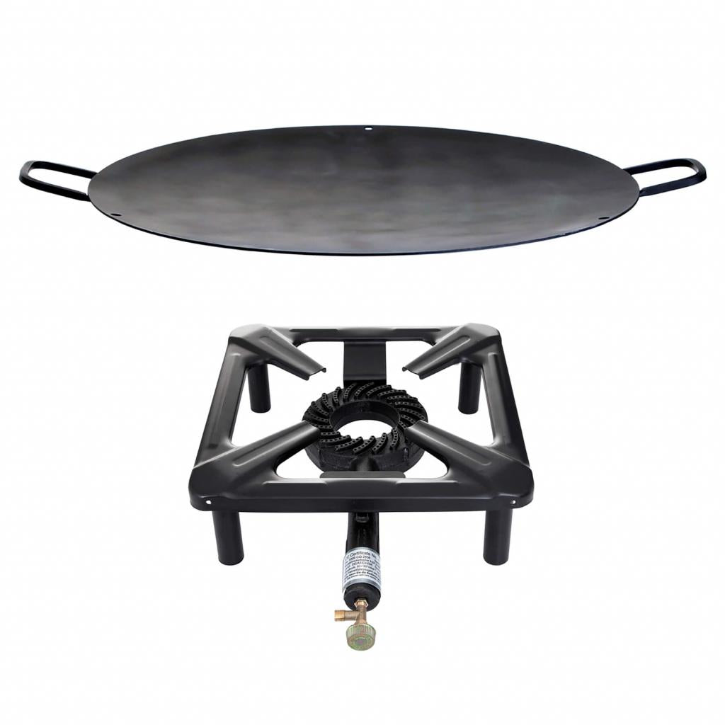 Hockerkocher-Set mit Eisen-Wok/Grillschale Ø 70 cm ohne Zündsicherung - ideal für Camping und Freizeit