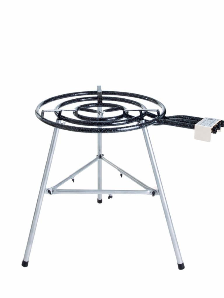 Großer Gastro-Catering-Grill Ø 90 cm mit 3-Ring-Brenner und Pfanne: Stabiler Dreibein-Ständer, höhenverstellbar, inkl. Rezepten und Betriebsanleitung