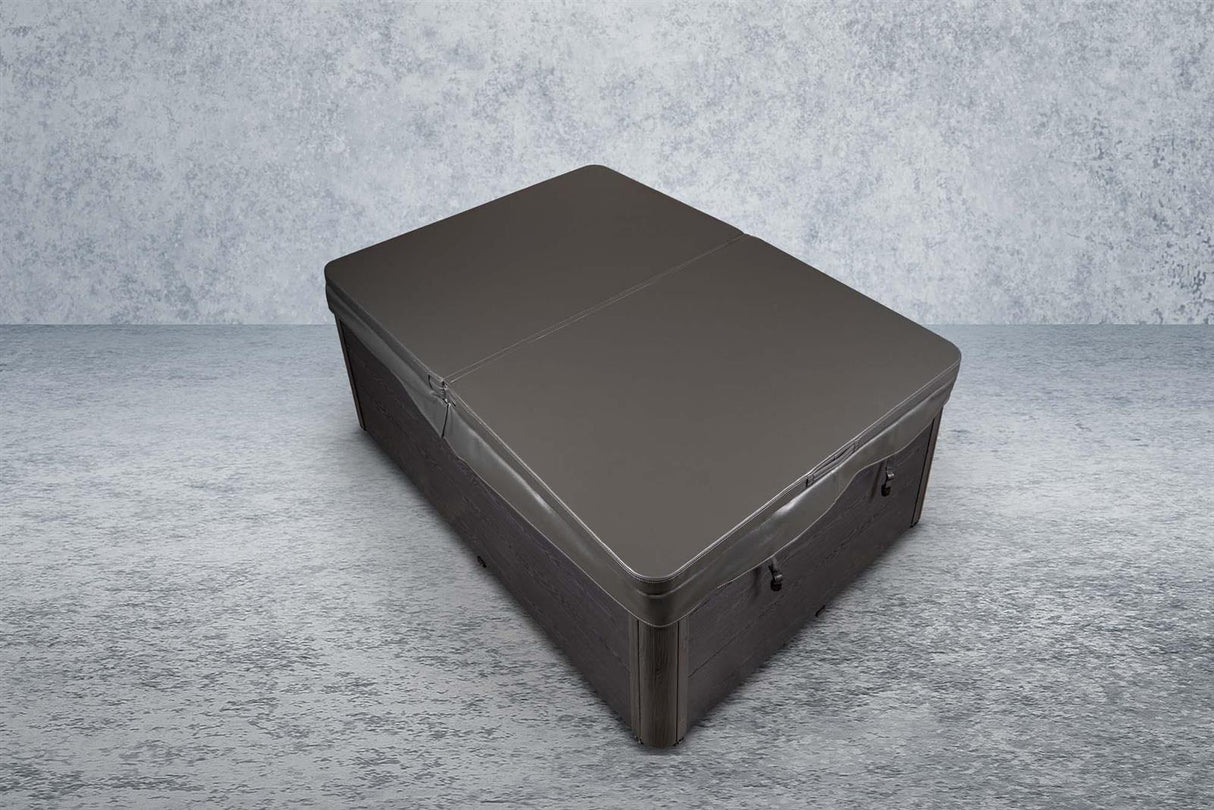 PureHaven American Outdoor-Whirlpool 220x156 cm für 3 Personen mit 77 Wasserdüsen und 10 Luftdüsen Thermoabdeckung LEDs Farbe PEARL Shadow Grey