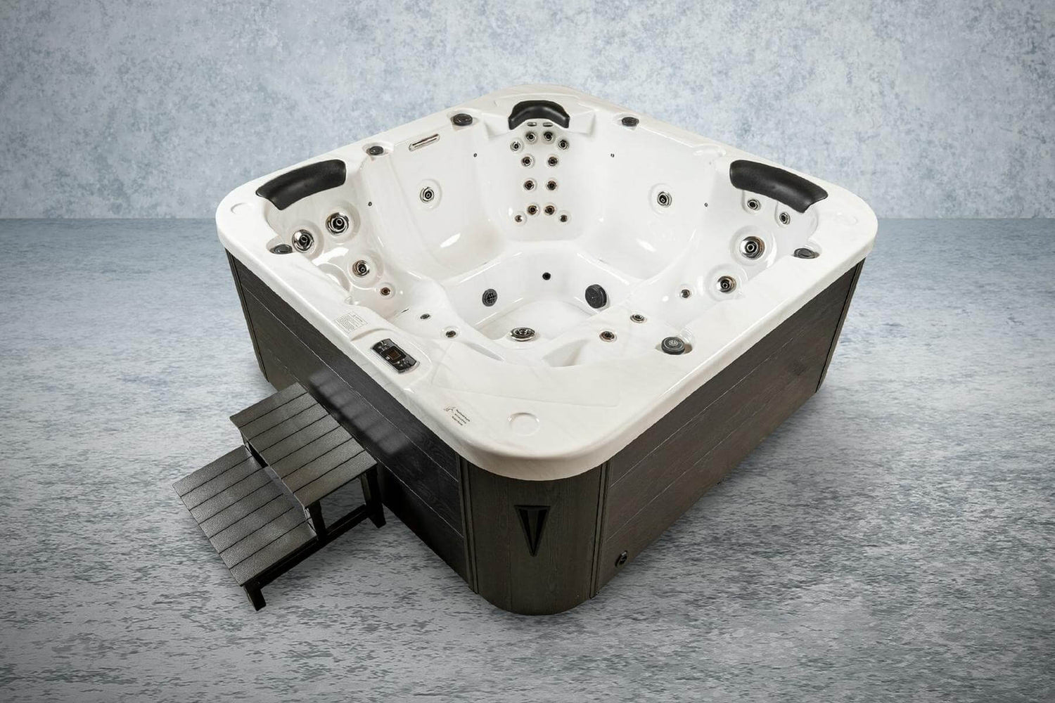 PureHaven American Outdoor-Whirlpool Torina Brown 215x215 cm 5 Personen Rücken- Gesäß- Nacken- & Fußreflexzonenmassage Filtersystem Wasserfall 1650 L