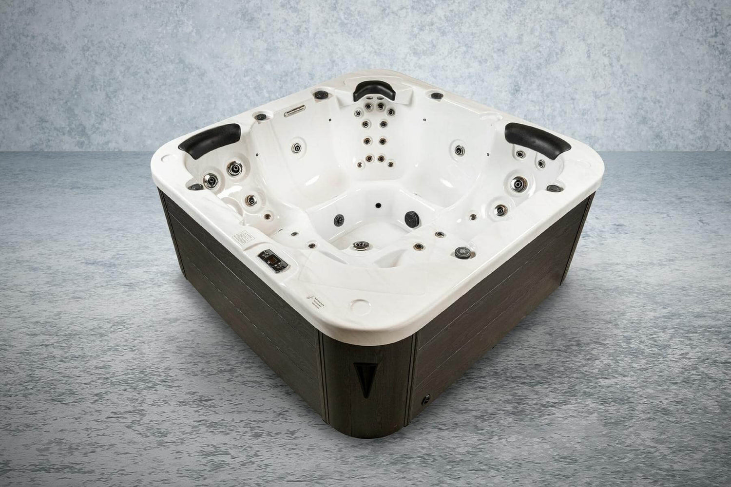 PureHaven American Outdoor-Whirlpool Torina Brown 215x215 cm 5 Personen Rücken- Gesäß- Nacken- & Fußreflexzonenmassage Filtersystem Wasserfall 1650 L
