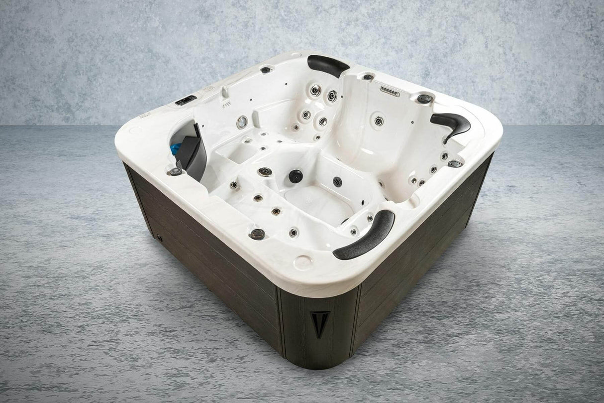 PureHaven American Outdoor-Whirlpool Torina Brown 215x215 cm 5 Personen Rücken- Gesäß- Nacken- & Fußreflexzonenmassage Filtersystem Wasserfall 1650 L