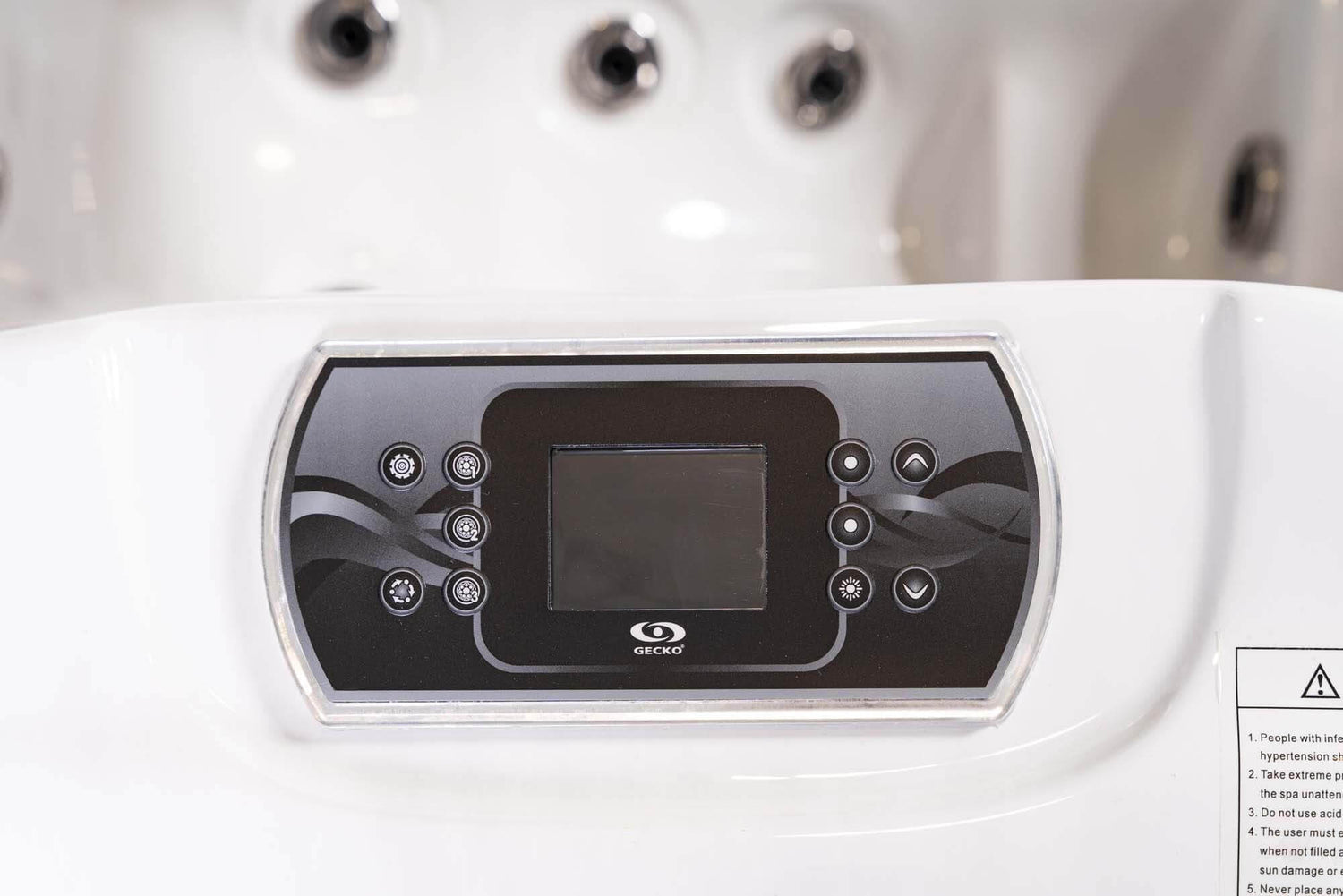 PureHaven Imperia American Outdoor-Whirlpool 230x230 cm für 6 Personen mit 71 Massagedüsen Heizung LEDs Thermoabdeckung Farbe Sterling Silber/Grau