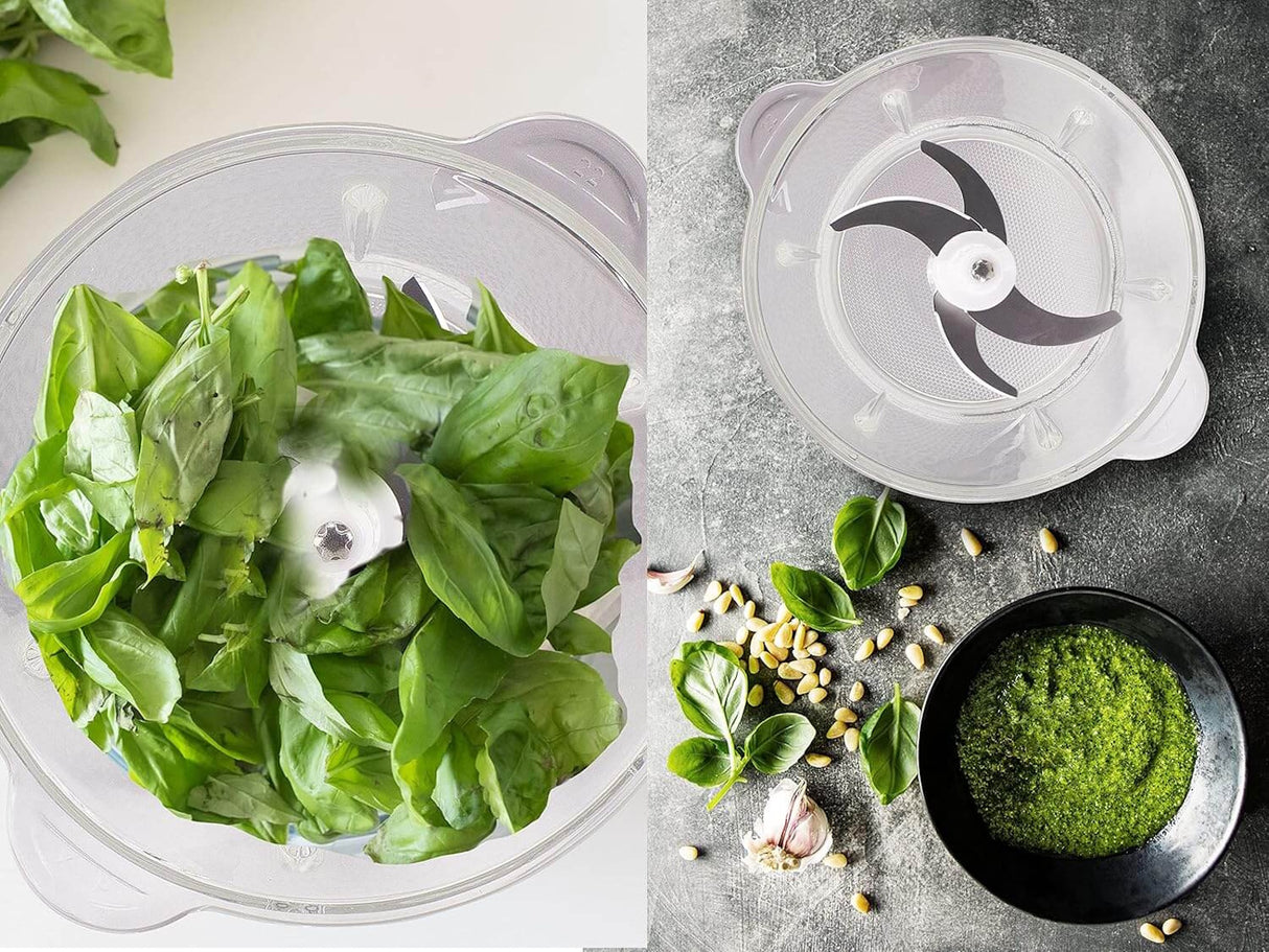 Beper P102ROB001 Glas-Zerkleinerer 1,5 L, 500 W Küchenhäcksler, Universalmixer, Edelstahl-Klingen, 2 Geschwindigkeiten, rutschfeste Basis, Lebensmittel zerkleinern