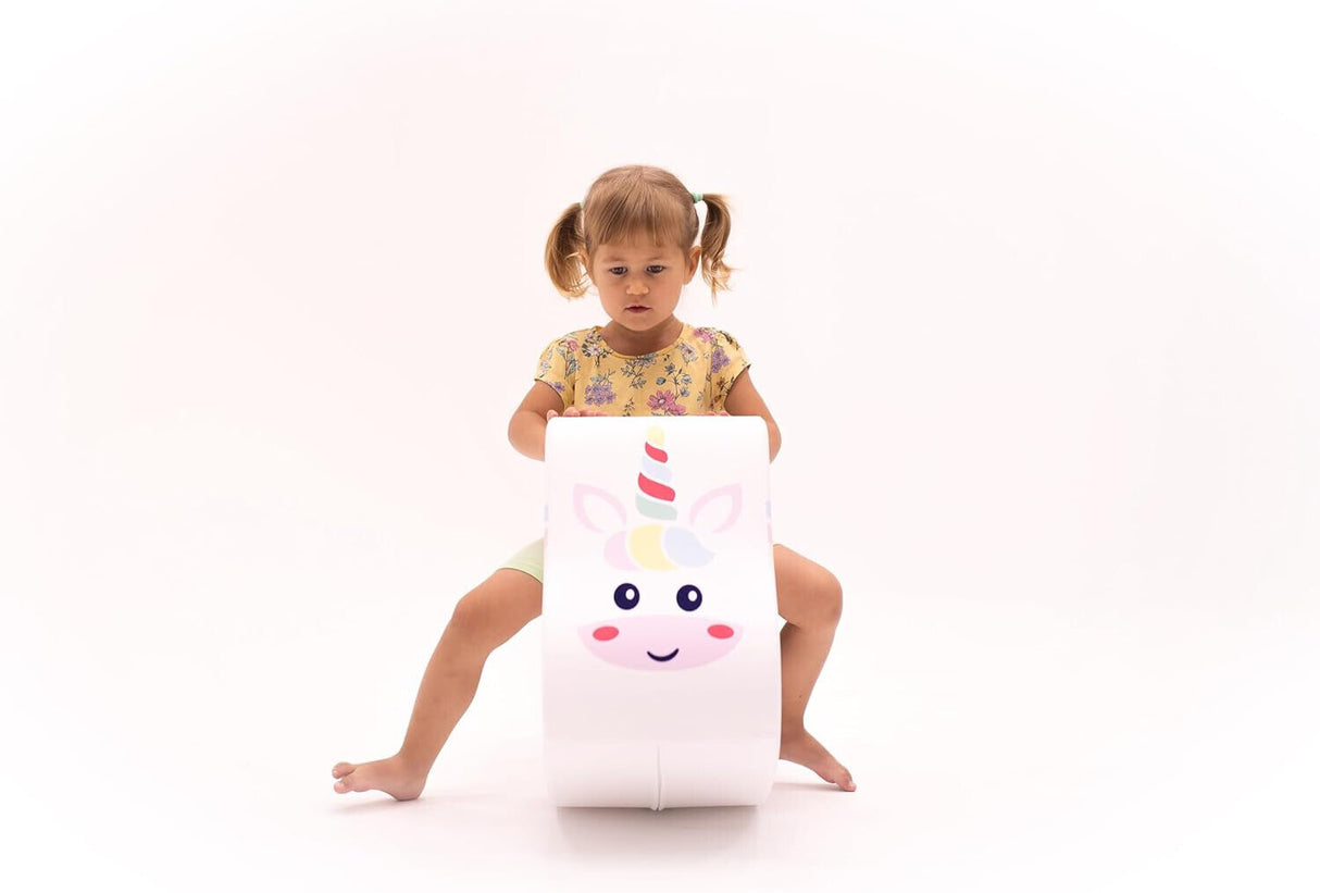 Wippe in Einhorn-Design mit bunten Regenbogen- und Sternmotiven
