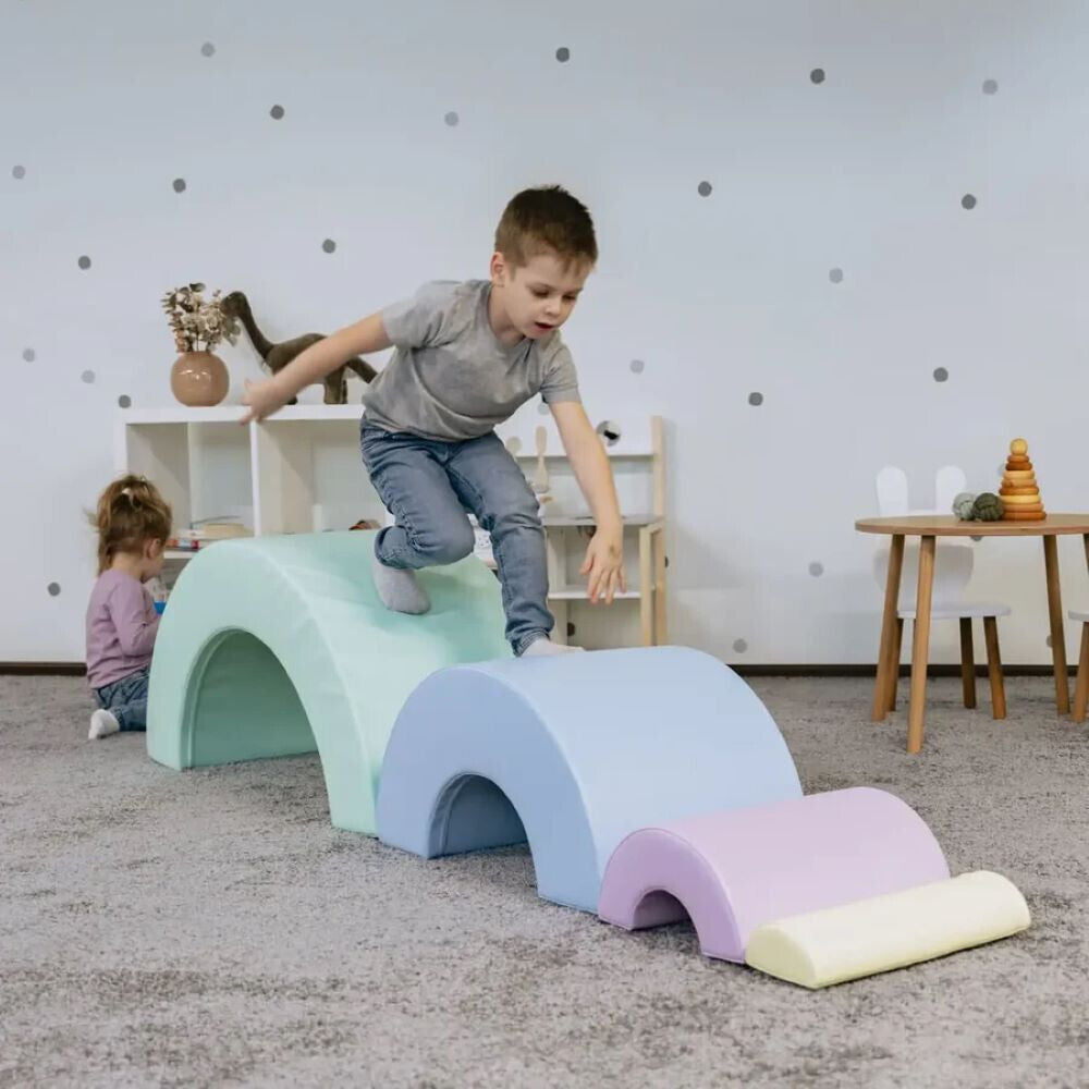 IGLU 4 XL Montessori Softbausteine – Regenbogen Set, Schaumstoffbausteine Pädagogisches Spielzeug für Kinder