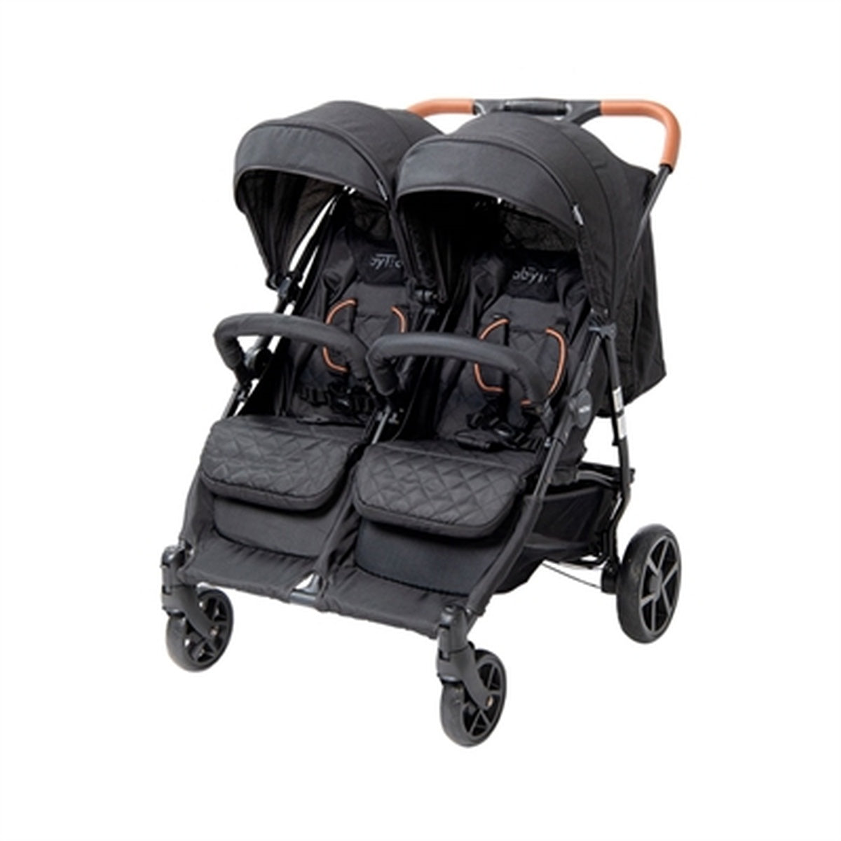 Babytrold Zwillingsuggy schwarz Ansicht im Profil