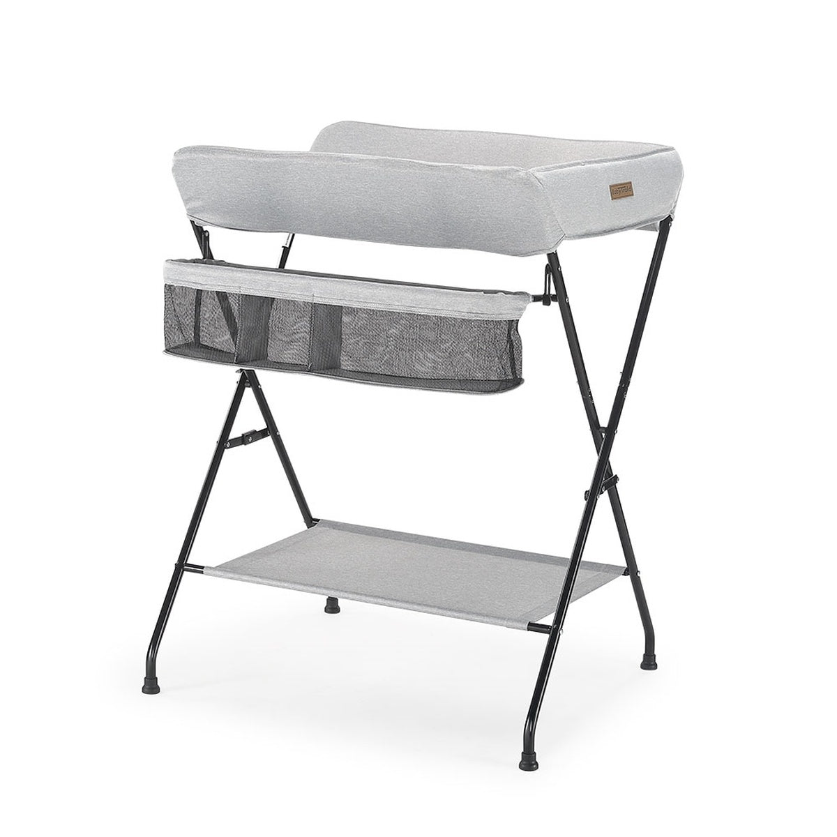 BabyTrold Vera 2 Wickeltisch klappbar grau Denim mit Ablagefach und 3-Fächer-Halter