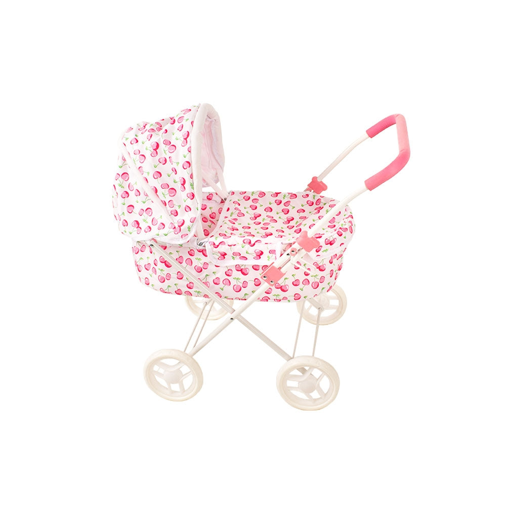 Babytrold Puppenwagen weiß mit Kirschen Seitenansicht