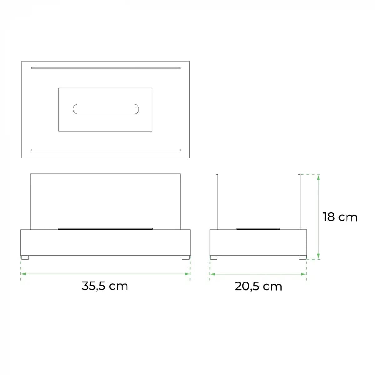 CACH Fires Lambeth Tischkamin, Schwarz, H: 18 cm x B: 35,5 cm x T: 20,5 cm, schöner Flammeneffekt, ideal für das Wohnzimmerregal oder den Terrassentisch, 0,8 kW.
