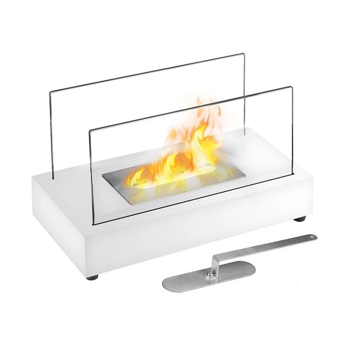 CACH Fires Lambeth Tischkamin, weiß, H: 18 cm x B: 35,5 cm x T: 20,5 cm, 0,8 kW, hübsche und stilvolle Ergänzung für jeden Raum