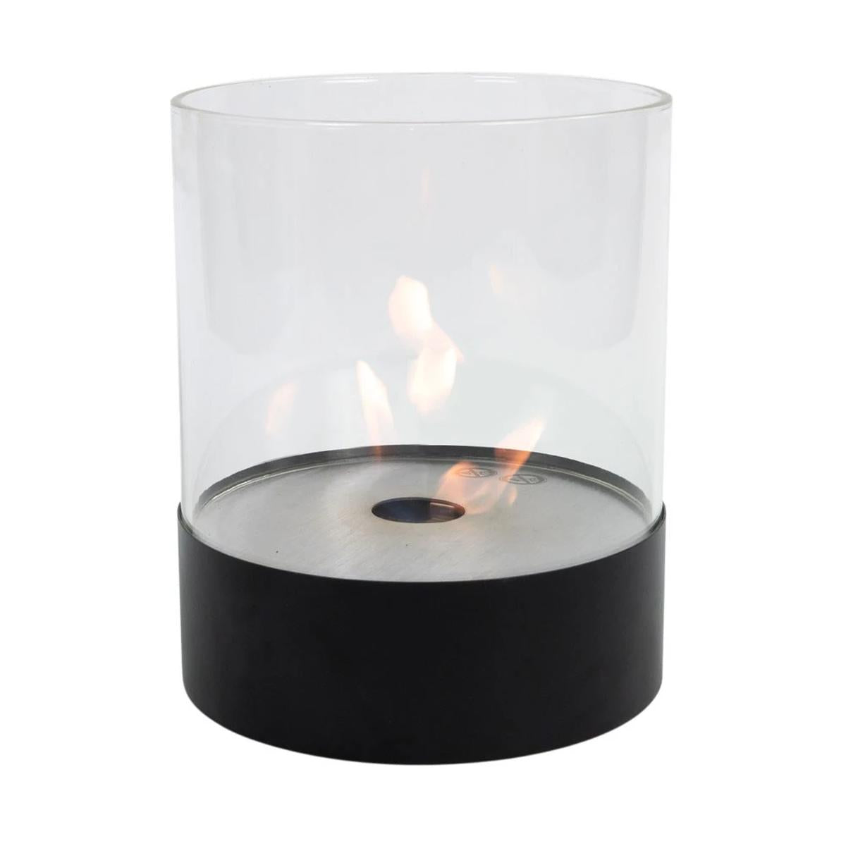 CACH Fires Southwark Ethanol Tischkamin, Schwarz, runde Form, Glasumrandung, 1,15 kW, passt nahtlos in jeden Raum, für den Innen- oder Außenbereich geeignet.