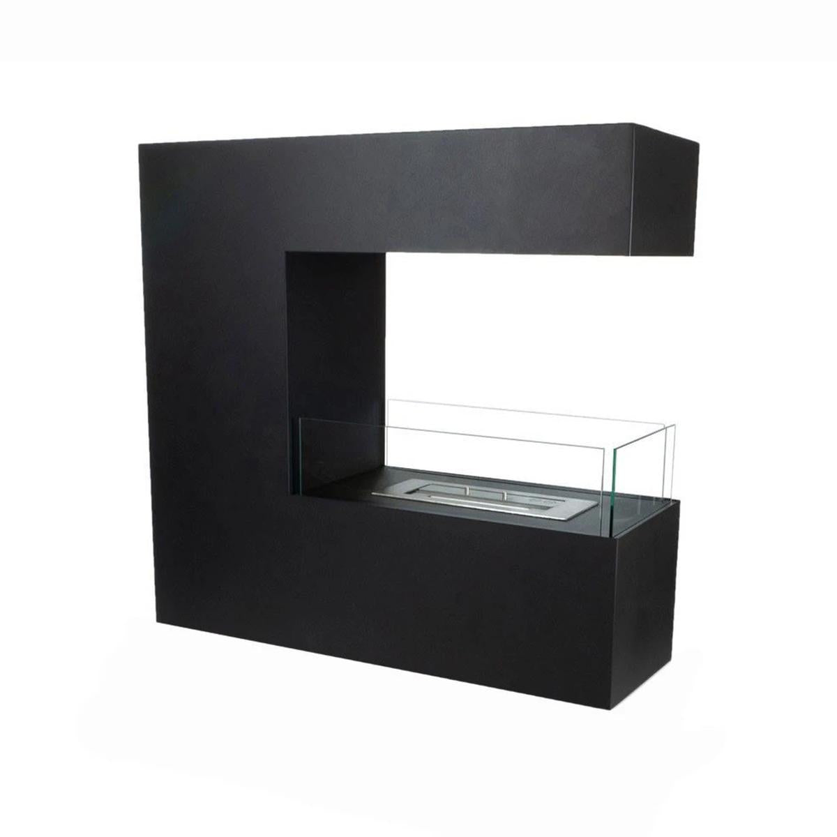 CACH Fires Topeka Freistehender Bioethanol-Kamin, schwarzes Design, 2,4 kW, trennt zwei Räume, hochwertiges, modernes und elegantes Erscheinungsbild.