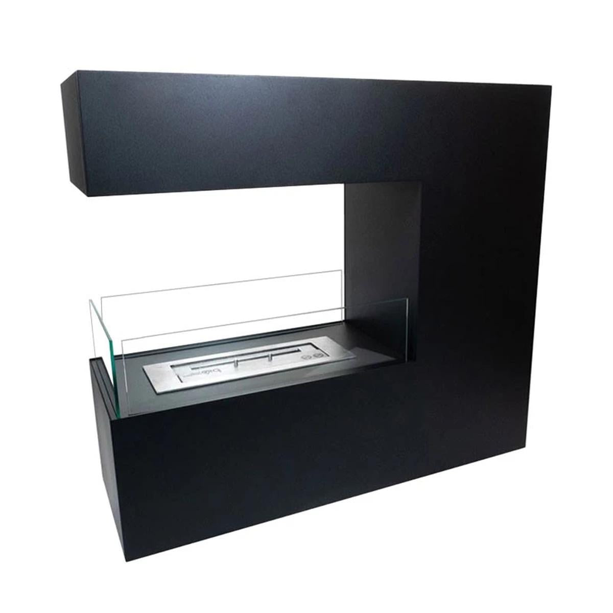 CACH Fires Topeka Freistehender Bioethanol-Kamin, schwarzes Design, 2,4 kW, trennt zwei Räume, hochwertiges, modernes und elegantes Erscheinungsbild.