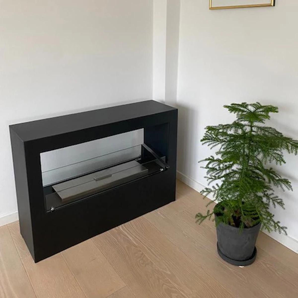 CACH Fires Biostand-Kamin, Schwarz, Groß, freistehender Kamin mit 4-Liter-Brenner, bis zu 6,5 Stunden Brenndauer, 3,3 kW.