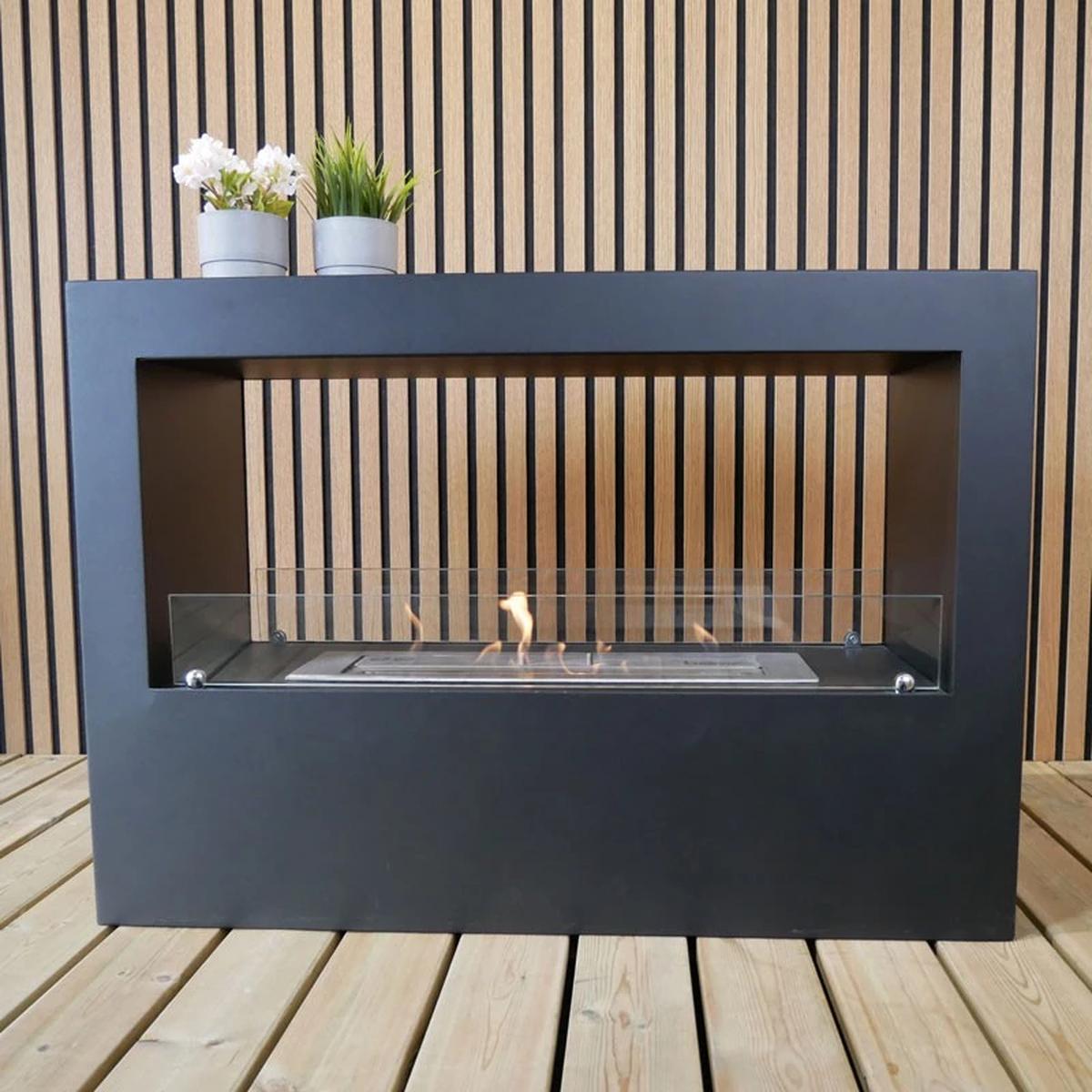 CACH Fires Biostand-Kamin, Schwarz, Groß, freistehender Kamin mit 4-Liter-Brenner, bis zu 6,5 Stunden Brenndauer, 3,3 kW.