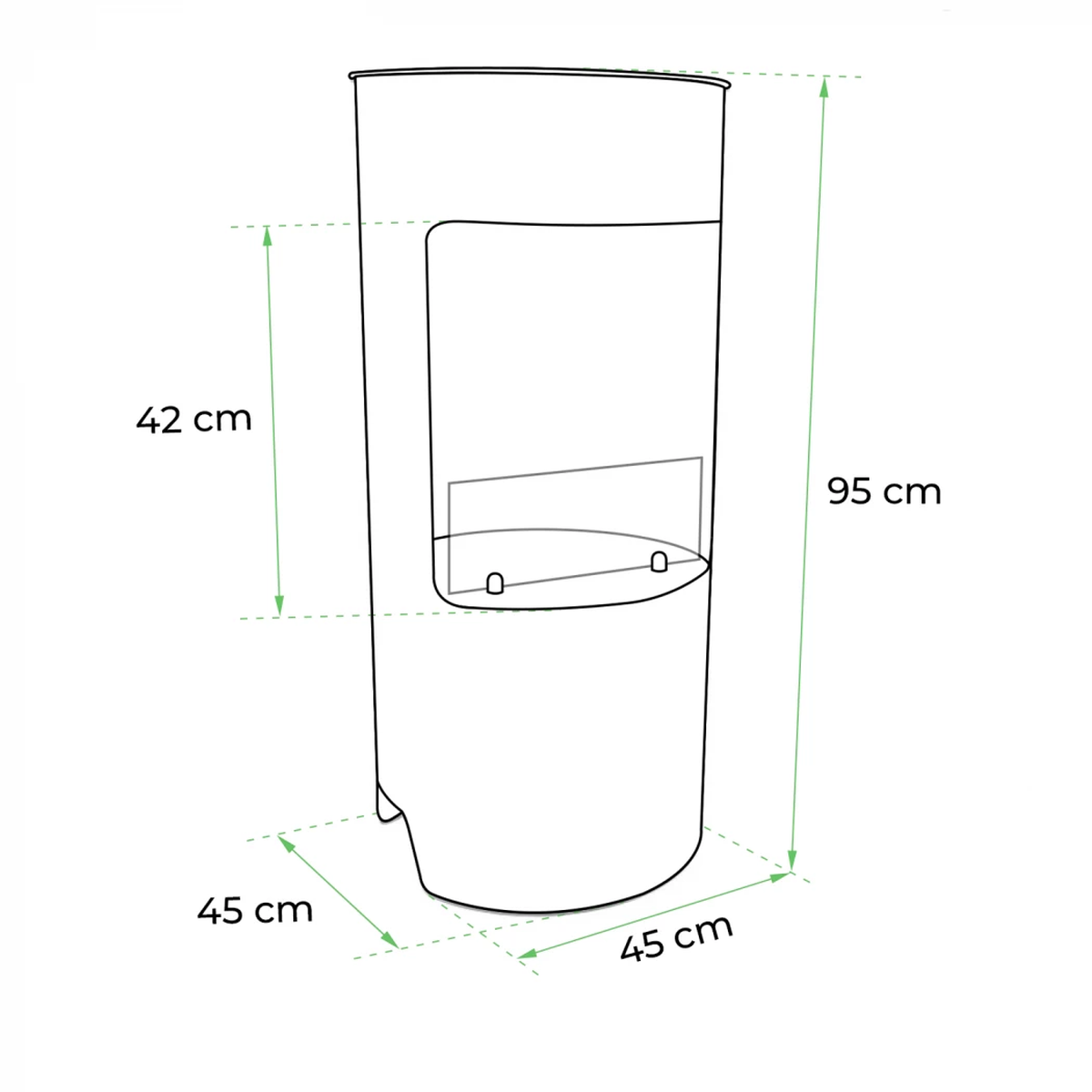CACH Fires Montgomery Weiß, Offener Ethanol-Herd, Kaminoptik, H: 95 x Ø 45 cm, 4,5 Stunden Brenndauer, 1,9 kW
