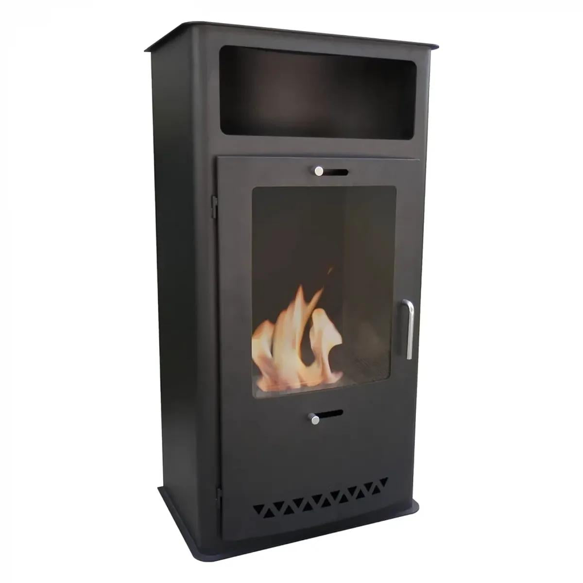 CACH Fires Boston freistehender Kamin, schwarz, Glastür, Bioethanol, 1,9 kW