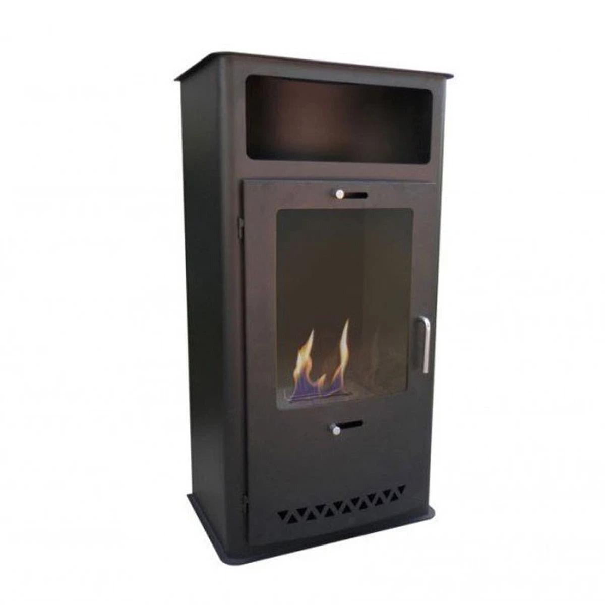 CACH Fires Boston freistehender Kamin, schwarz, Glastür, Bioethanol, 1,9 kW
