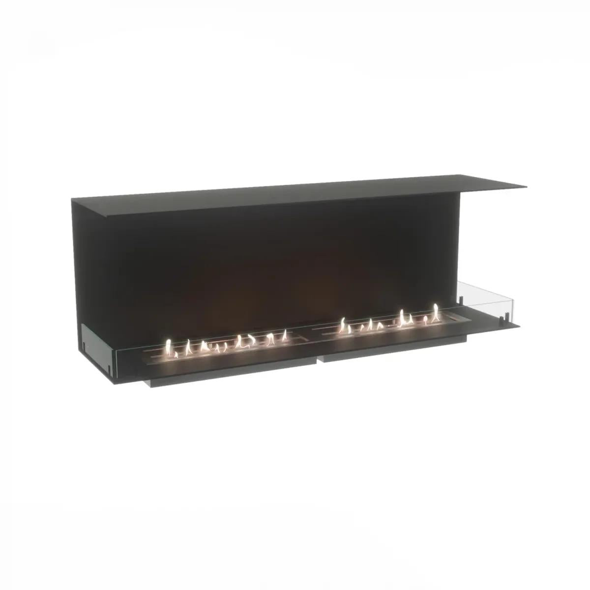 CACH Fires Foco Three 1500, 3-seitiger Ethanol-Einbaukamin, verschiedene Brenner wählbar, geeignet für Wohnwände, 3,3 kW bis 9,4 kW.
