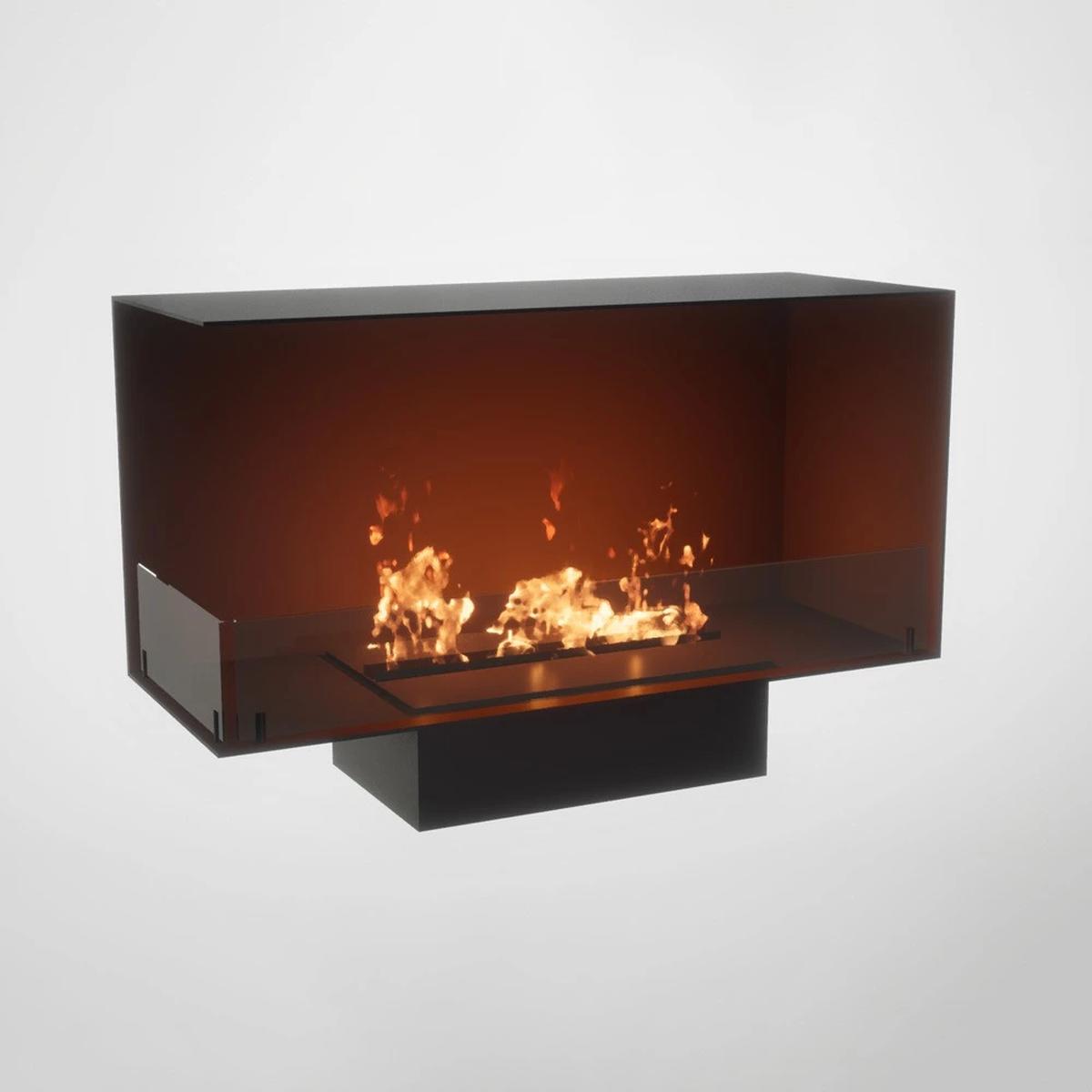 CACH Fires Fokus Ecke Links 1000, Eckkamin für die linke Seite, Flammen sichtbar von zwei Seiten, optional manueller oder automatischer Brenner, 4,4 kW