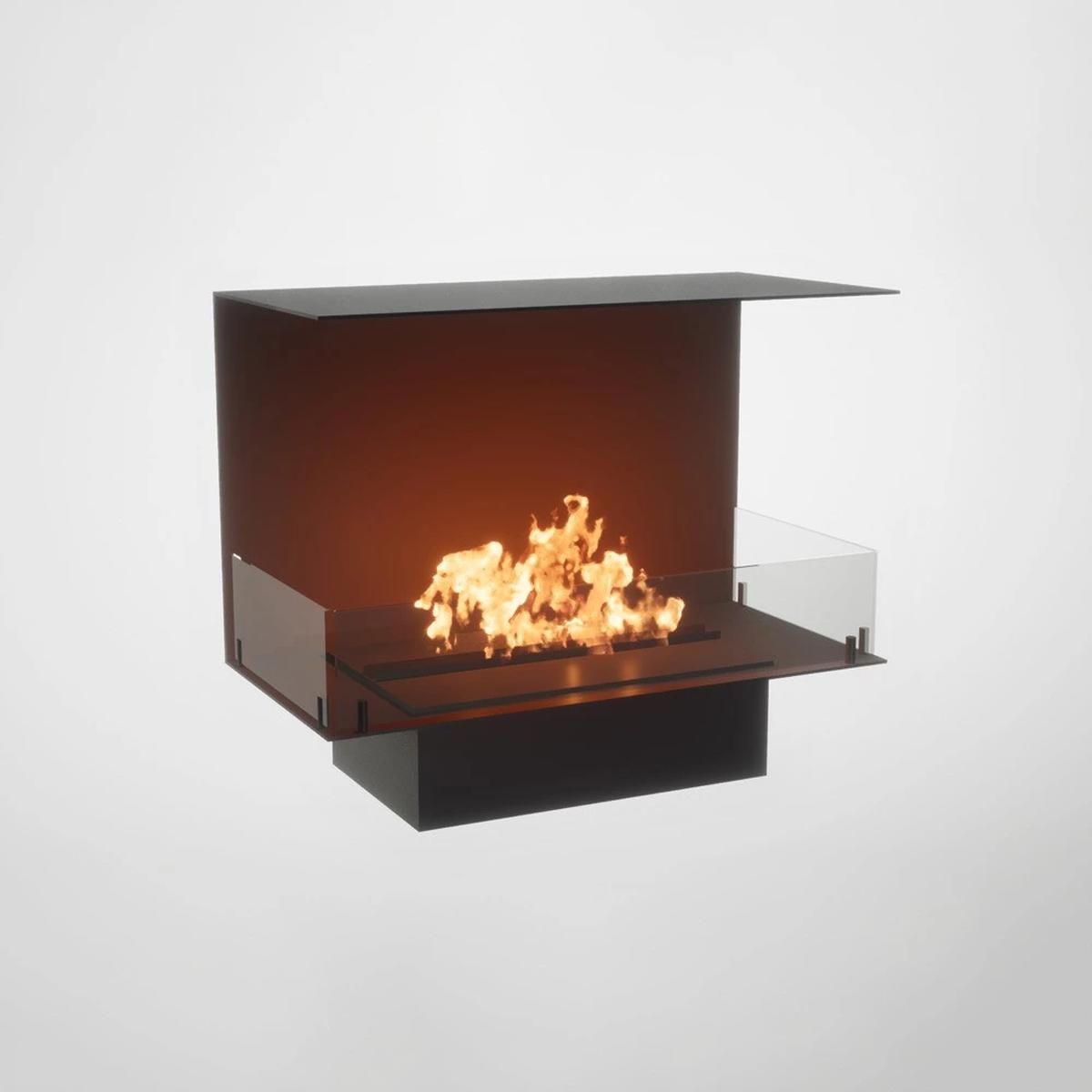 CACH Fires Foco Three 800, dreiseitiger Bioethanol-Kamin zur Wandmontage, manueller oder automatischer Brenner, 3,2 kW