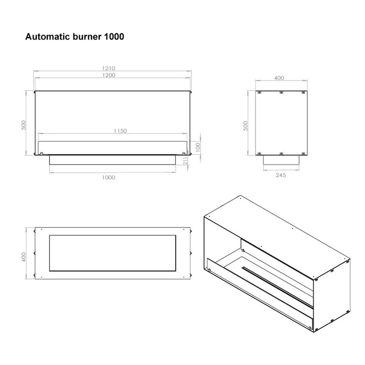 CACH Fires Foco Two 1200, doppelseitiger Bioethanol-Wandkamin, manueller oder automatischer Brenner, 6,2 kW