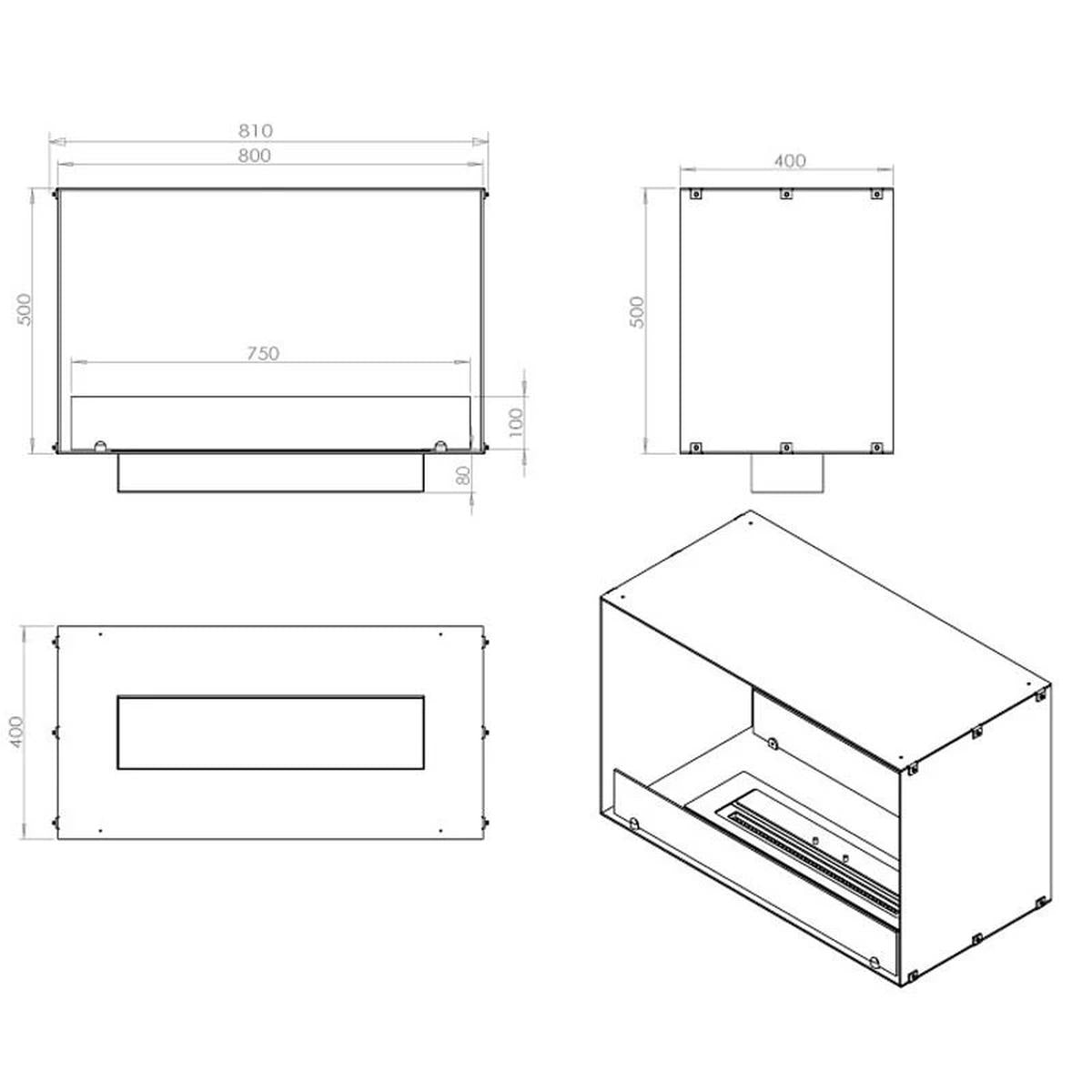 CACH Fires Foco Two 800, doppelseitiger Bioethanol-Kamin, 4,4 kW, automatischer und manueller Brenner