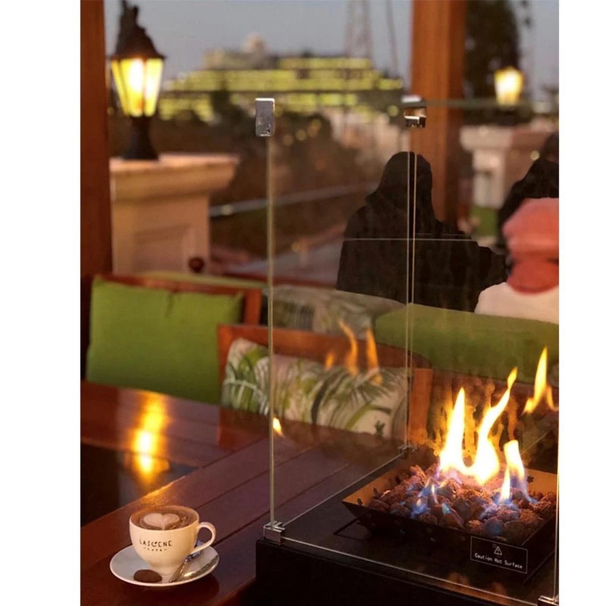 CACH Fires Muztag Malaga Terrassenheizung, freistehender Gasofen, 7,3 kW, für gemütliche Wärme auf Ihrer Terrasse.