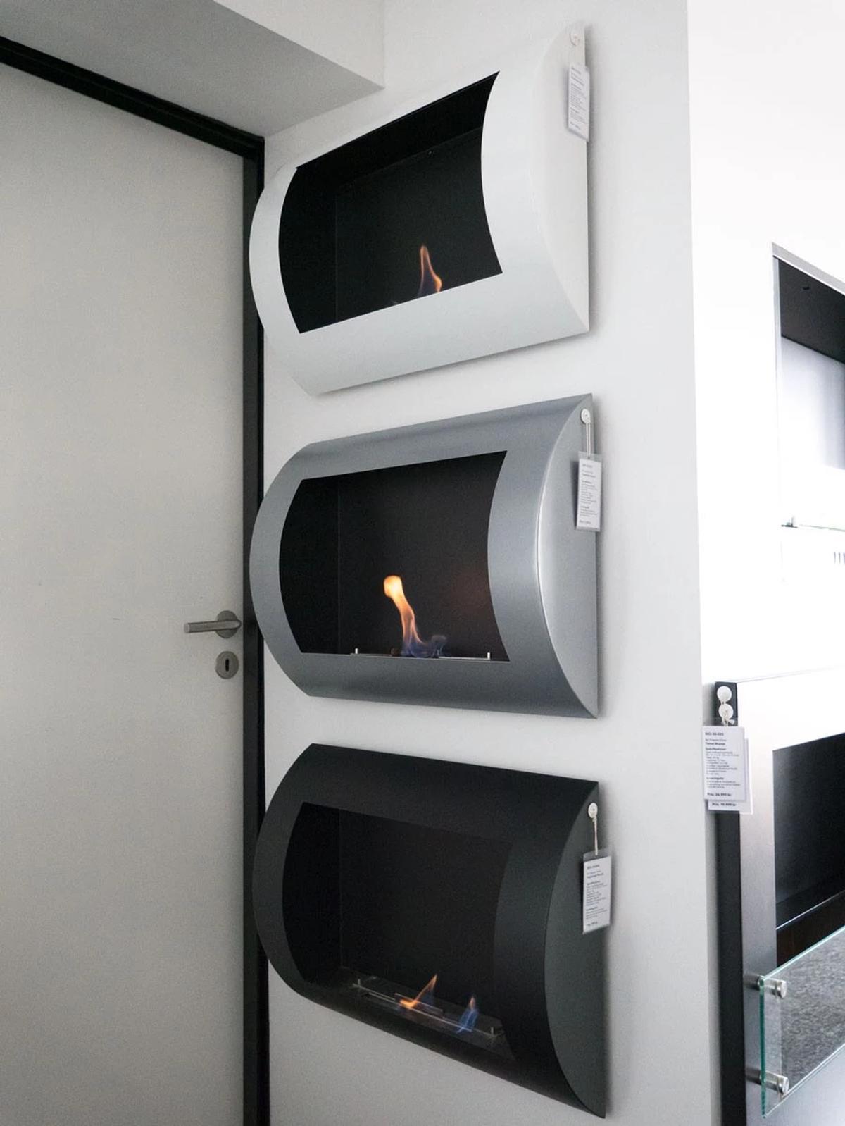 CACH Fires Ozean Bio-Wandkamin, Edelstahl, H: 45 cm x L: 60 cm x B: 13,4 cm, 0,7 l Bioethanol, Brenndauer ca. 1,5-2,5 Stunden, 1,75 kW.