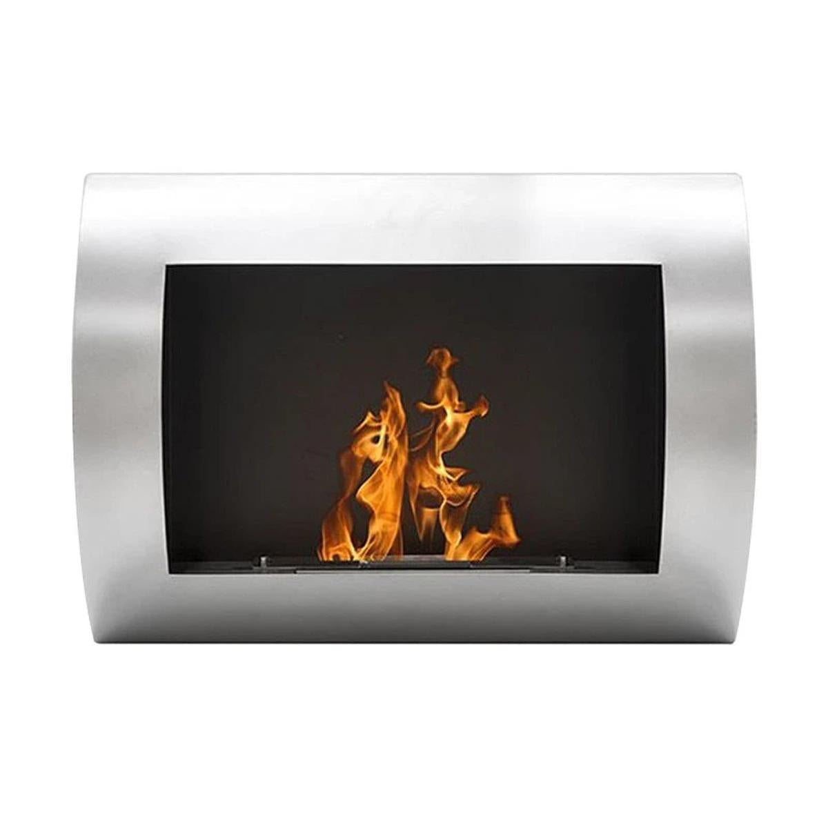 CACH Fires Ozean Bio-Wandkamin, Edelstahl, H: 45 cm x L: 60 cm x B: 13,4 cm, 0,7 l Bioethanol, Brenndauer ca. 1,5-2,5 Stunden, 1,75 kW.