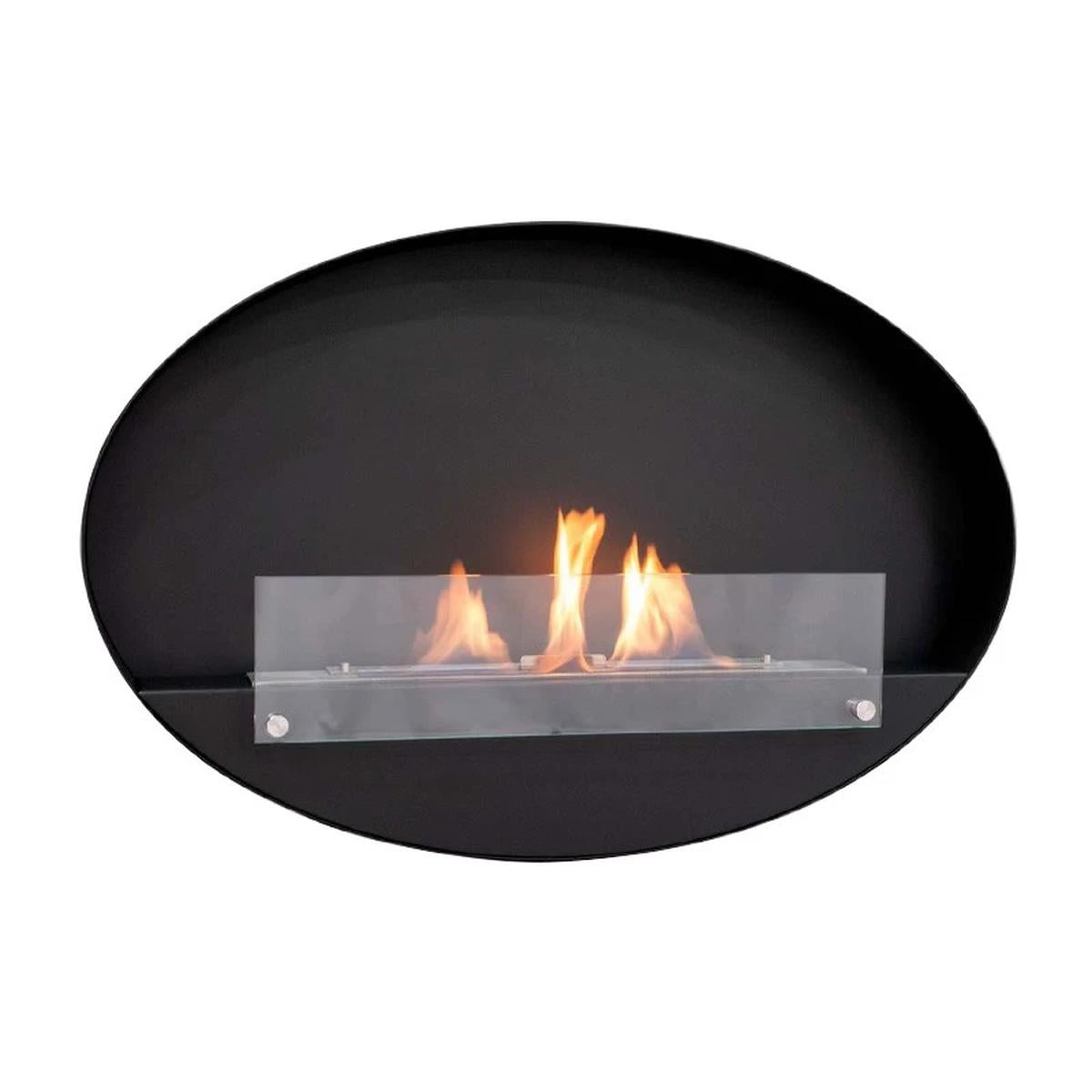 CACH Fires Maryland Oval Wandkamin, Schwarz, filigranes Design, 3,5 Liter Brenner, bis zu 7,5 Stunden Brenndauer, 3 kW