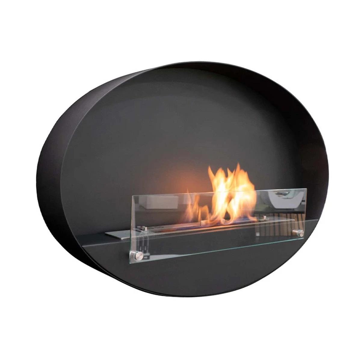 CACH Fires Maryland Oval Wandkamin, Schwarz, filigranes Design, 3,5 Liter Brenner, bis zu 7,5 Stunden Brenndauer, 3 kW
