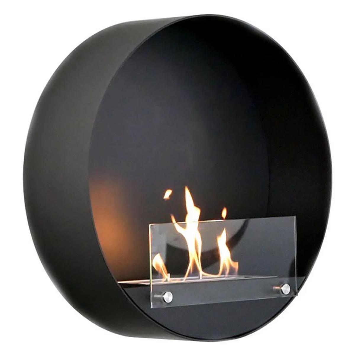 CACH Fires Delaware Ethanol-Wandkamin, runde Form, H: 60 cm x B: 60 cm x T: 20 cm, gemütliche Atmosphäre, verschiedene Farben erhältlich, 2 kW.