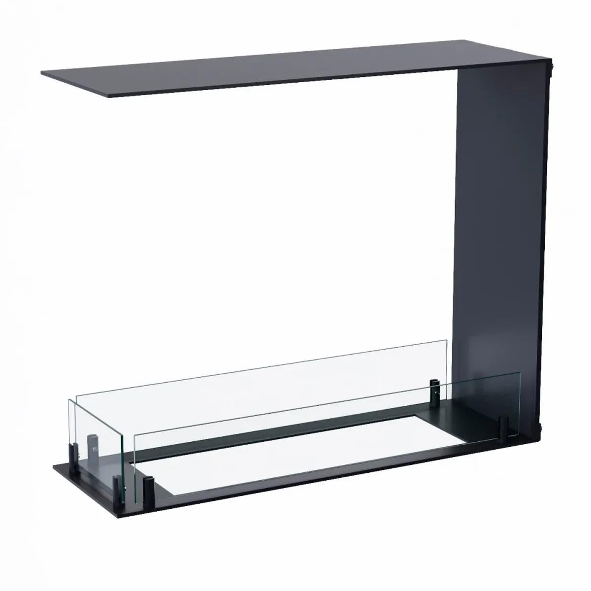 CACH Fires Foco Raumteiler 600 Slim, Schwarz, 60x50x20 cm, Bioethanol-Einbaukamin, manueller Brenner, 7,5 Stunden Brenndauer, 2,4 kW.