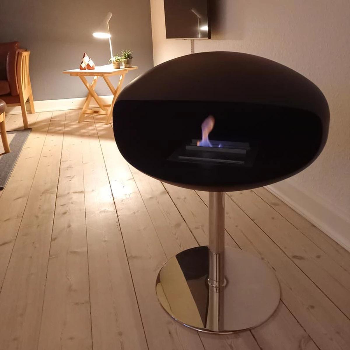 CACH Fires Kokonsockel, Schwarz, freistehender Bioethanol-Kamin, leicht beweglich, 3 kW