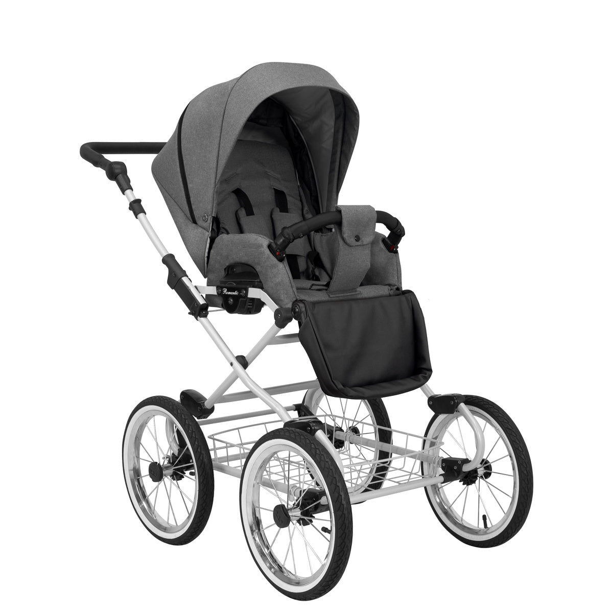 Ansicht von Schräg-Links eines Kinderwagens