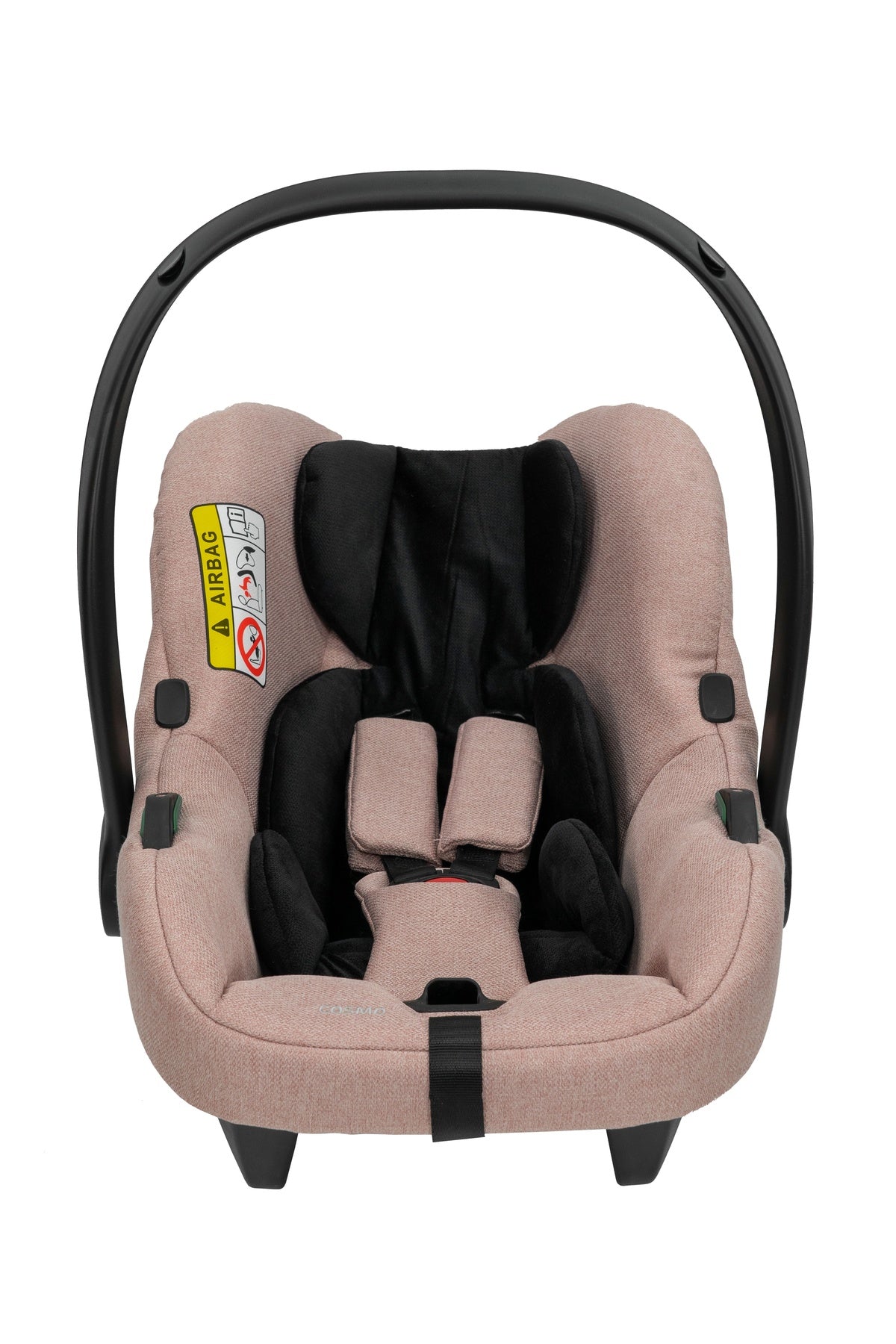 Draufsicht eines modernen Kinderautositzes in Pink.