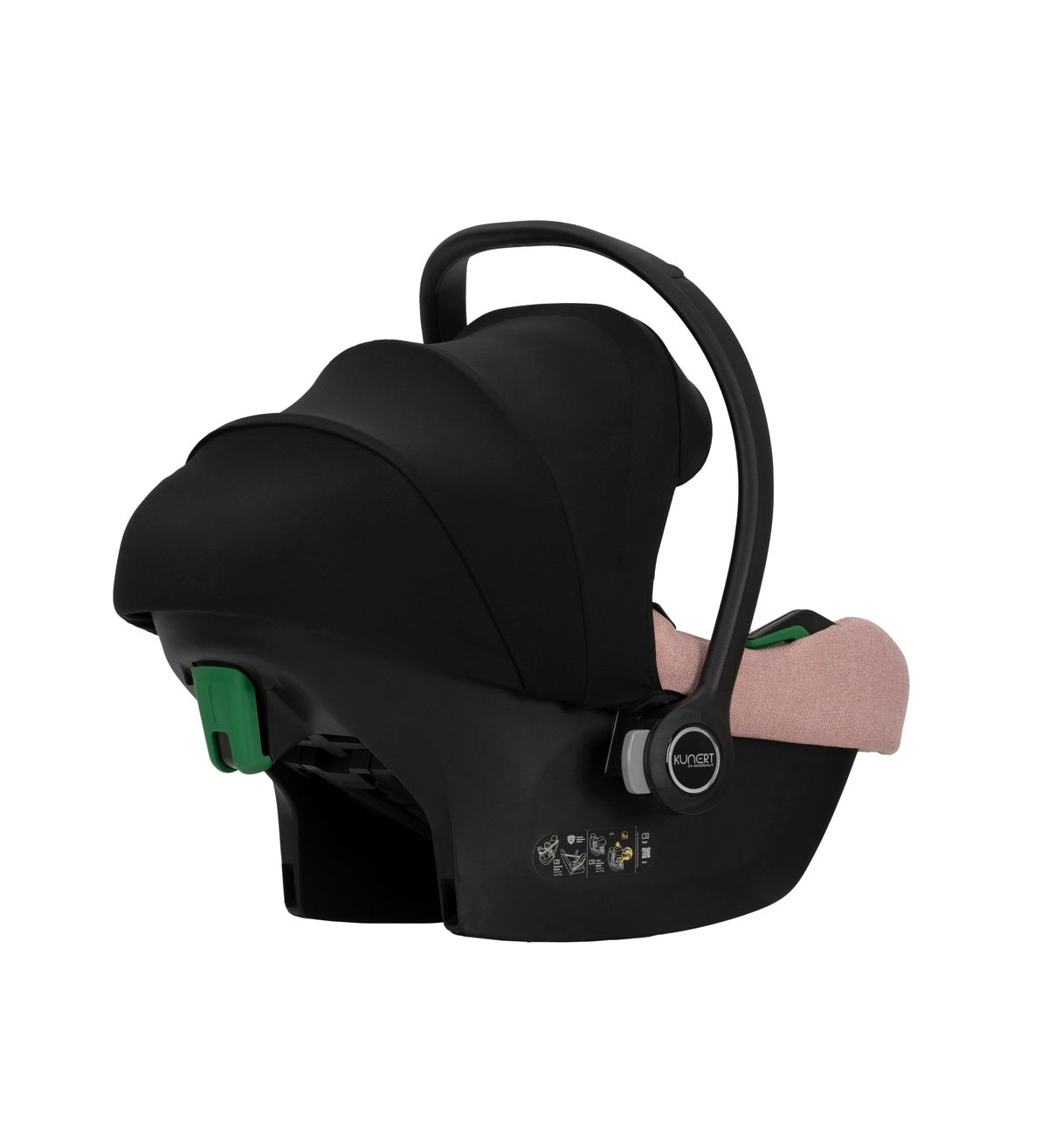 Seitenansicht eines modernen Kinderautositzes in Pink.