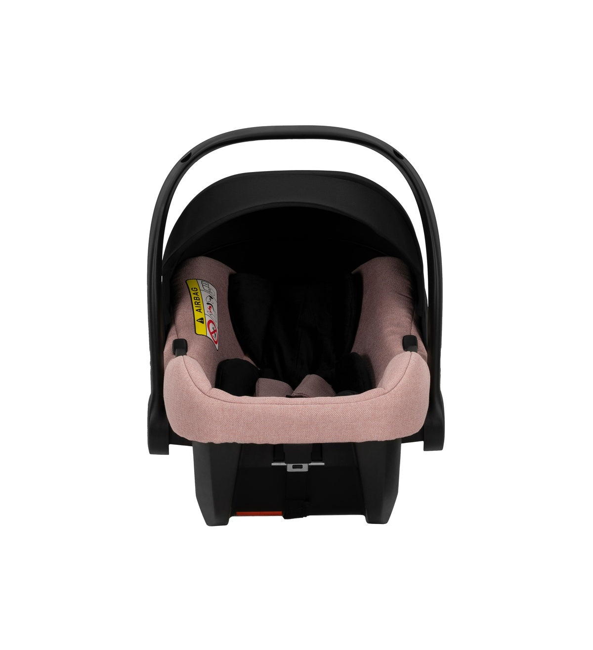 Frontalansicht eines modernen Kinderautositzes in Pink.