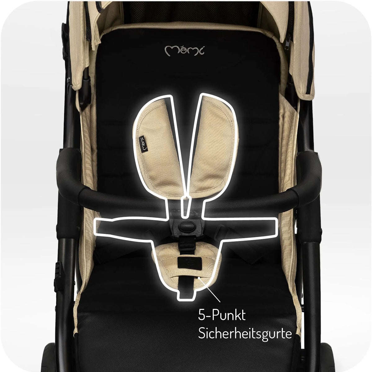 MoMi MIYA EVA – Buggy mit Einhand-Faltung, XL-Räder, Zubehör, verstellbar, Sonnenverdeck – Beige