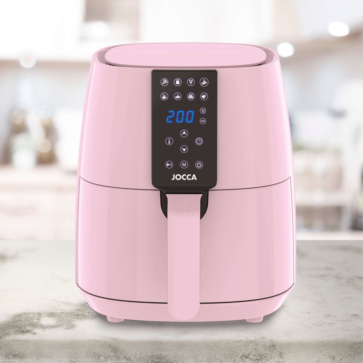Jocca Heißluftfritteuse 3,8L 1450W Airfryer LED Touch 8 Programme fettarm Rosa