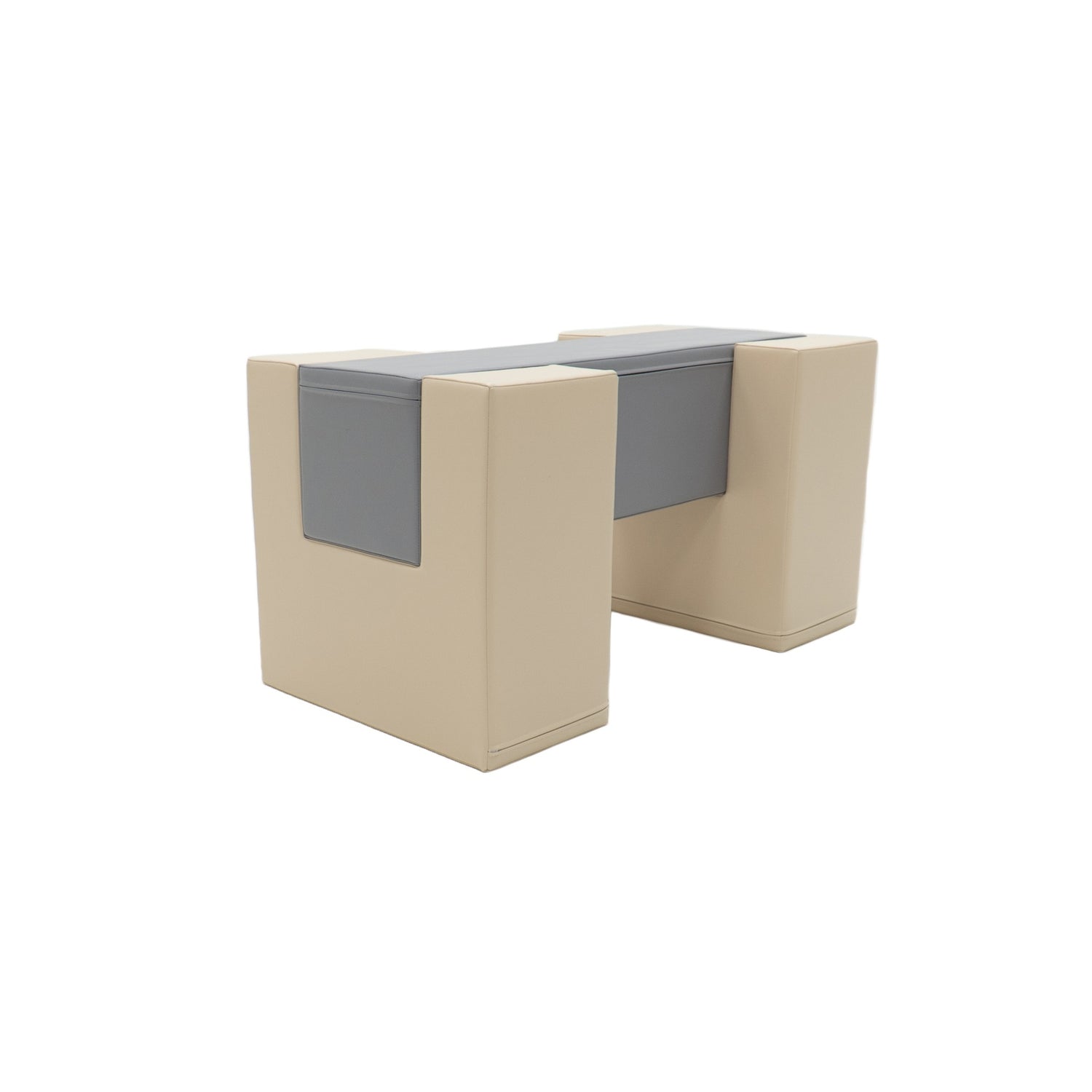 Modularer Tisch in Beige mit grauer Ablagefläche