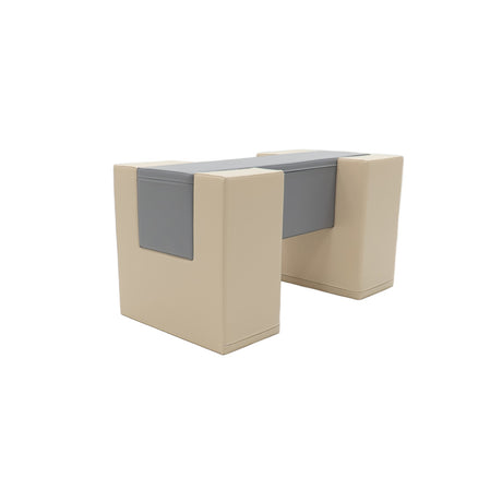 Modularer Tisch in Beige mit grauer Ablagefläche