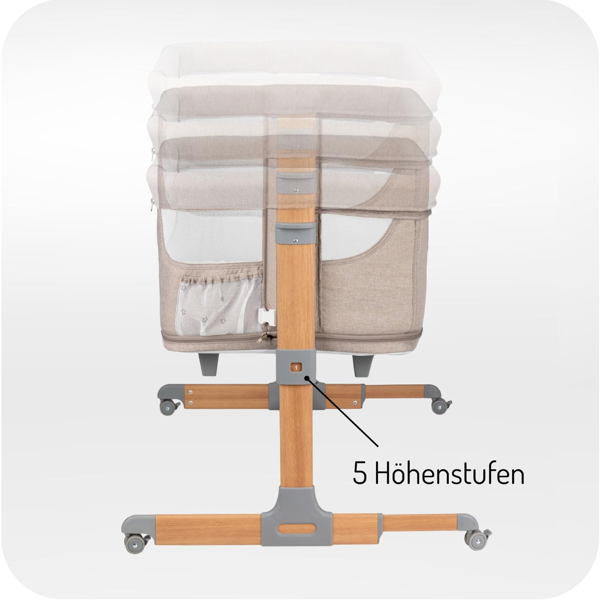 MoMi SMART BED 2.0 Kinderbett Grau mit 2 Schlafpositionen und Laufgitterfunktion für Kleinkinder